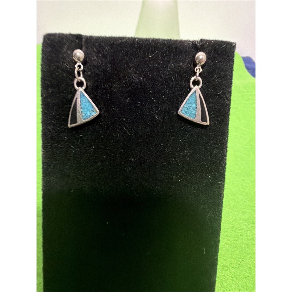 Castings On Parade COP Dainty Golden & Turquoise & Onyx Dangle Earrings